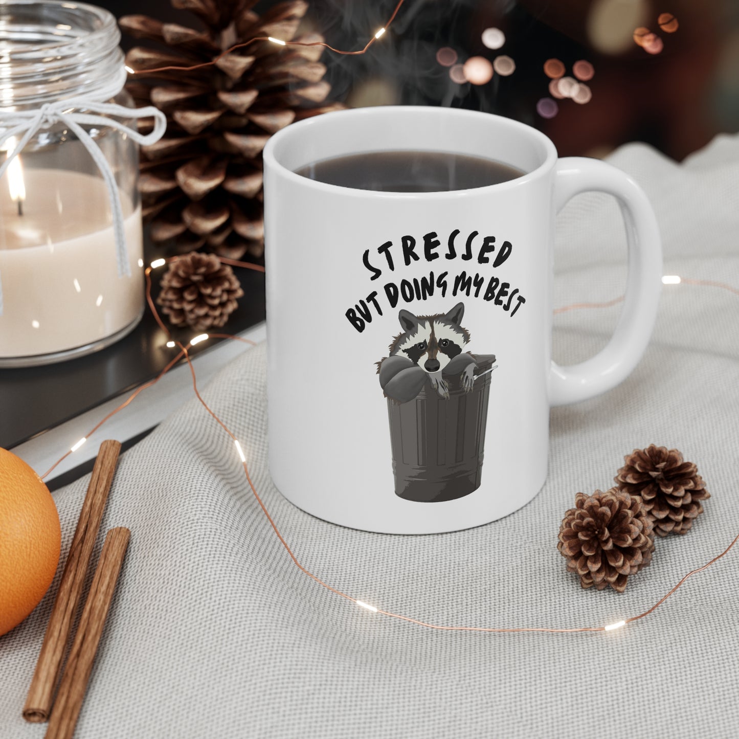 Stressed but doing my best raccoon mug - Cute raccoon - funny mug - meme mug - funny gift - coffee and tea cup