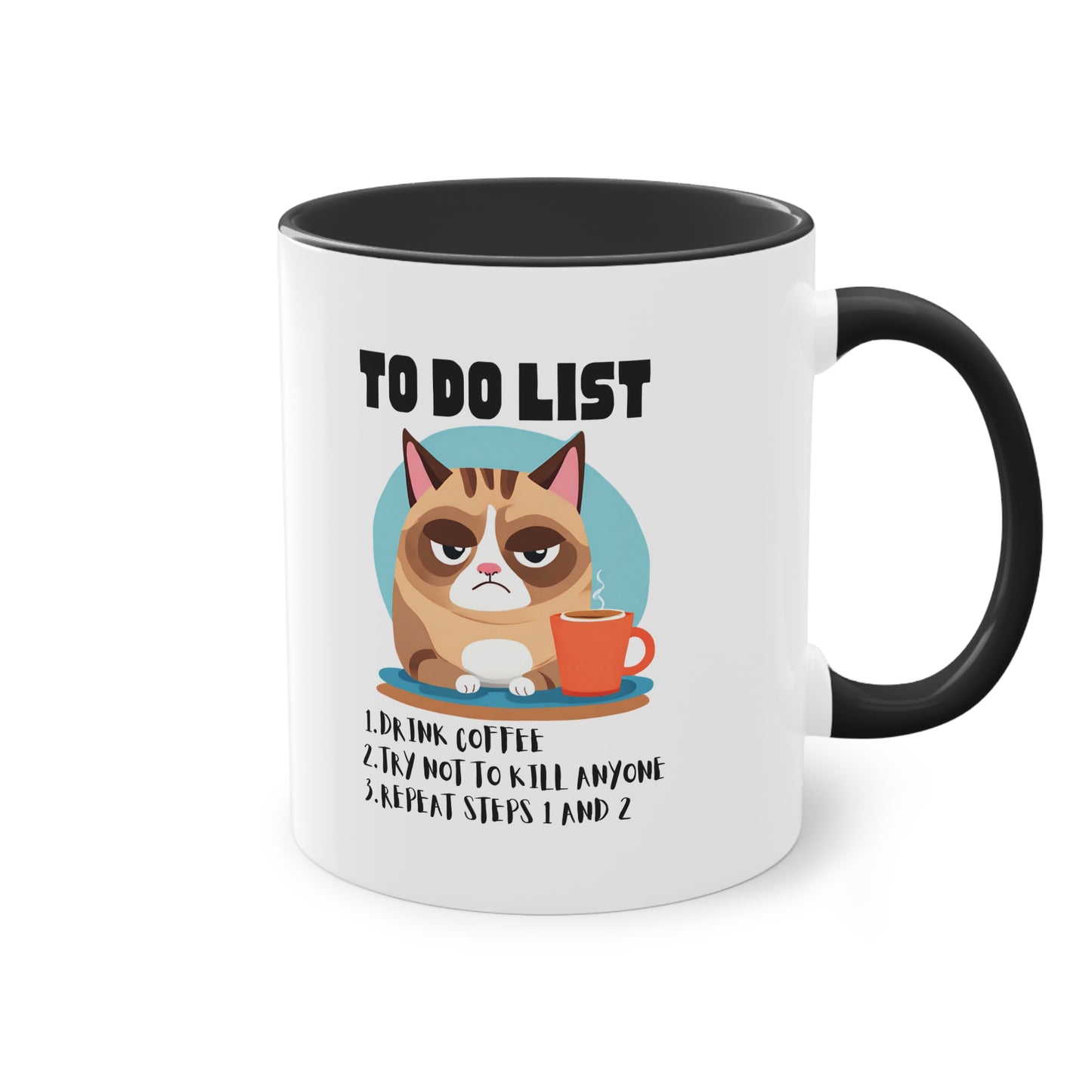 Kittys To do List - Two-Tone Coffee Mug - Cat mug