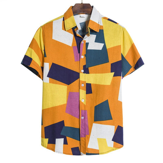 Geometrica Men's Shirt - Geometric Print Shirt - Aurora Corner Shop