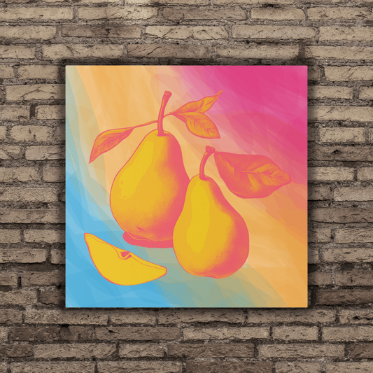 Color splash Pear Matte Canvas - fruit wall art - Aurora Corner Shop