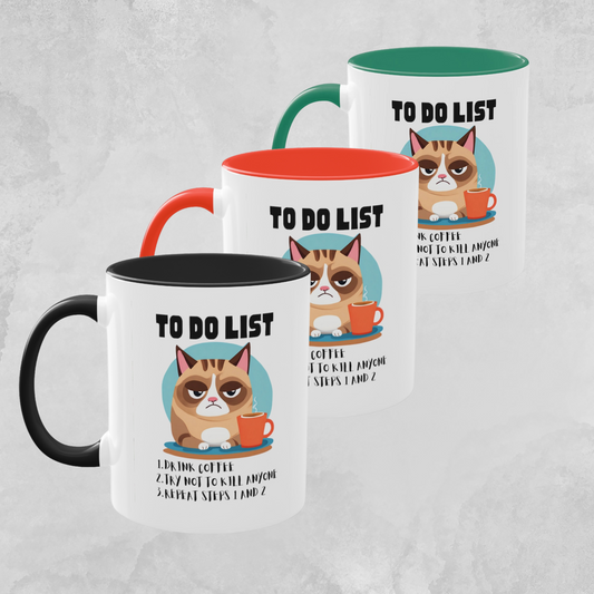Kittys To do List - Two-Tone Coffee Mug - Cat mug - Aurora Corner Shop