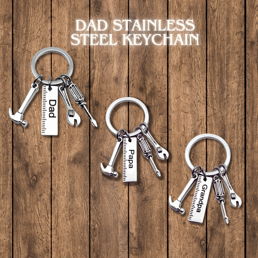Dad Stainless Steel Keychain - Keyring for Dad, Papa or Grandpa- Perfect father's day gift - Aurora Corner Shop