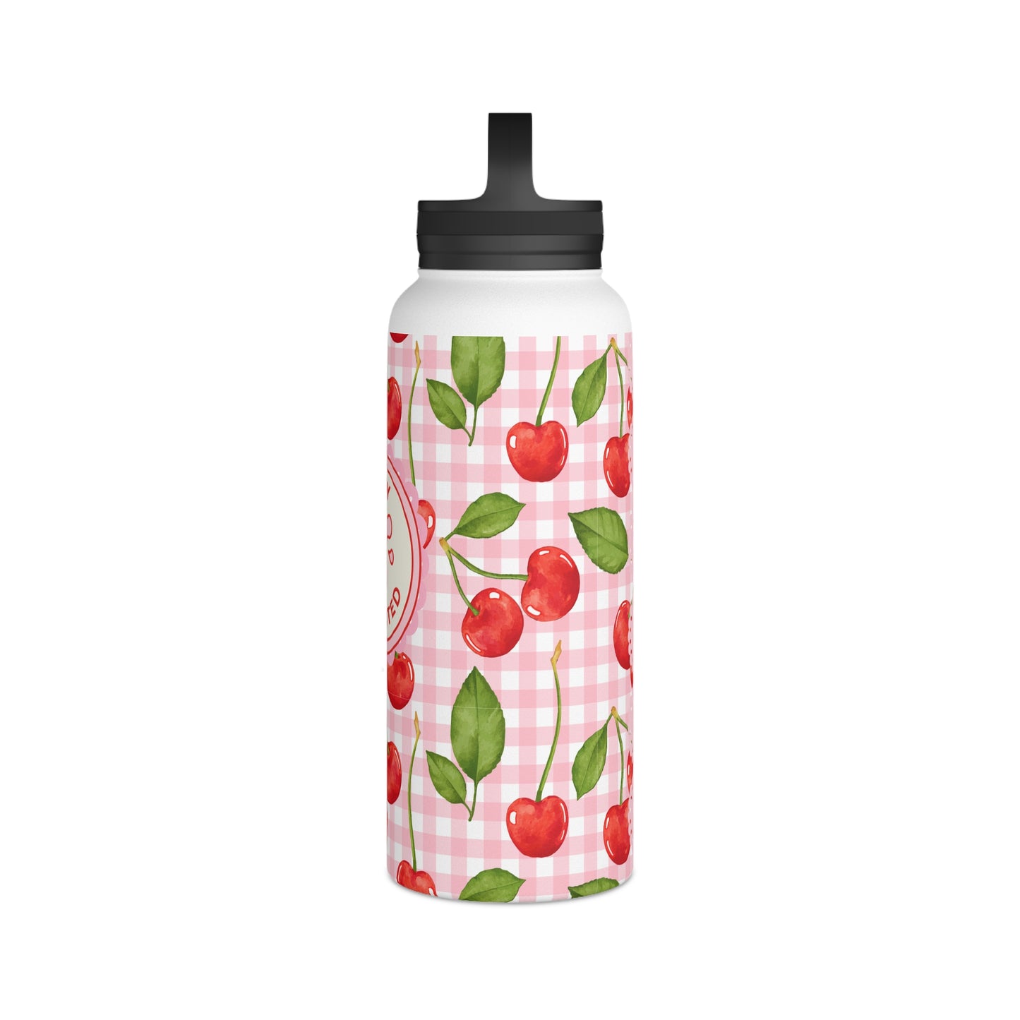 Cute Cherry Stainless Steel Water Bottle - Cherries tumbler - Pink waterbottle