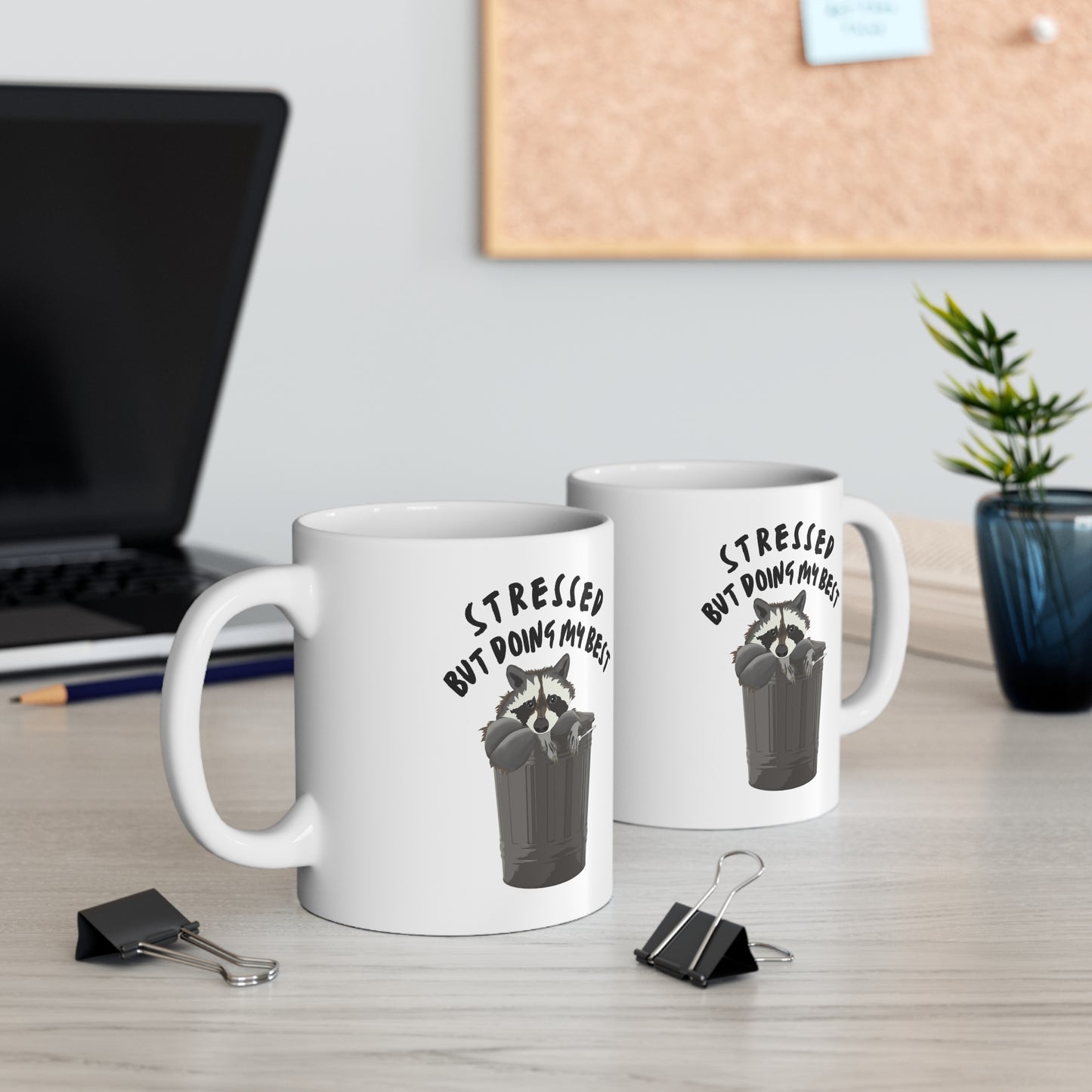 Stressed but doing my best raccoon mug - Cute raccoon - funny mug - meme mug - funny gift - coffee and tea cup