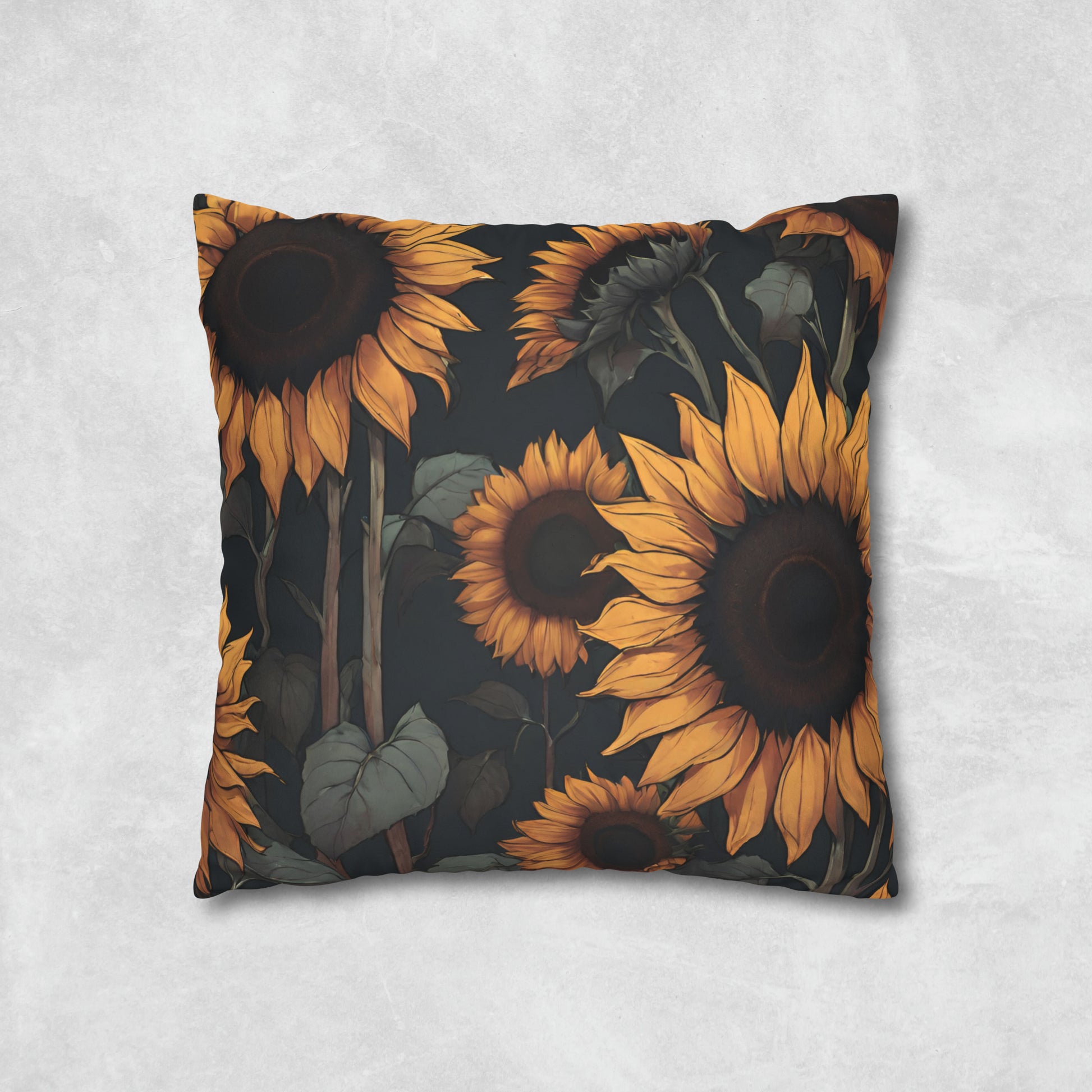 Moody Sunflowers - Dark florals Pillow Case - Aurora Corner Shop