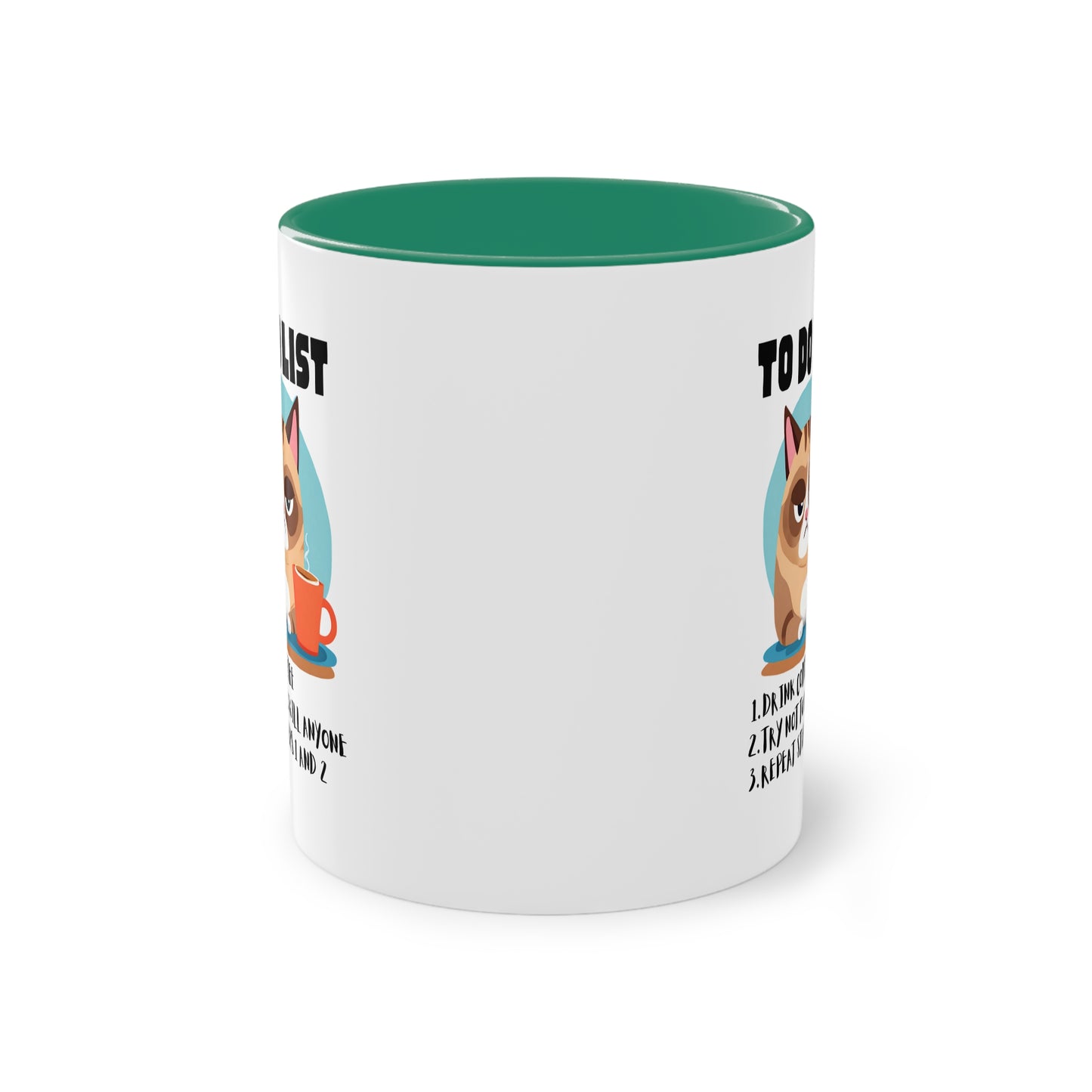 Kittys To do List - Two-Tone Coffee Mug - Cat mug