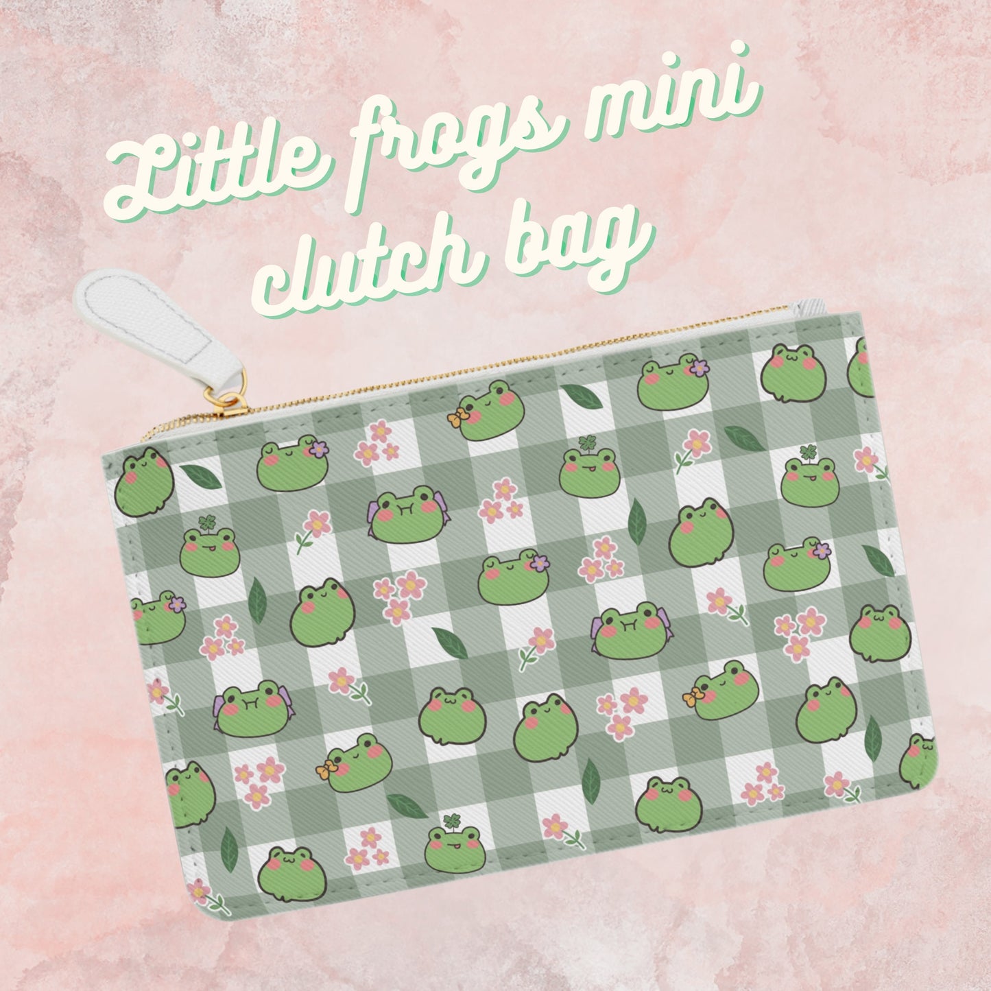 Kawaii Little Frogs Mini Clutch Bag - Stylish & Practical Vegan Leather Accessory