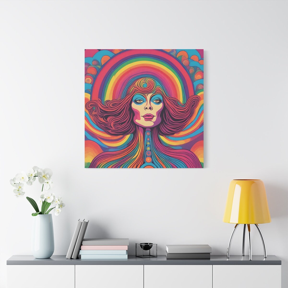 Psychedelic Elegance Canvas Art - Celebrate Bohemian Elegance - woman Matte Canvas wall art