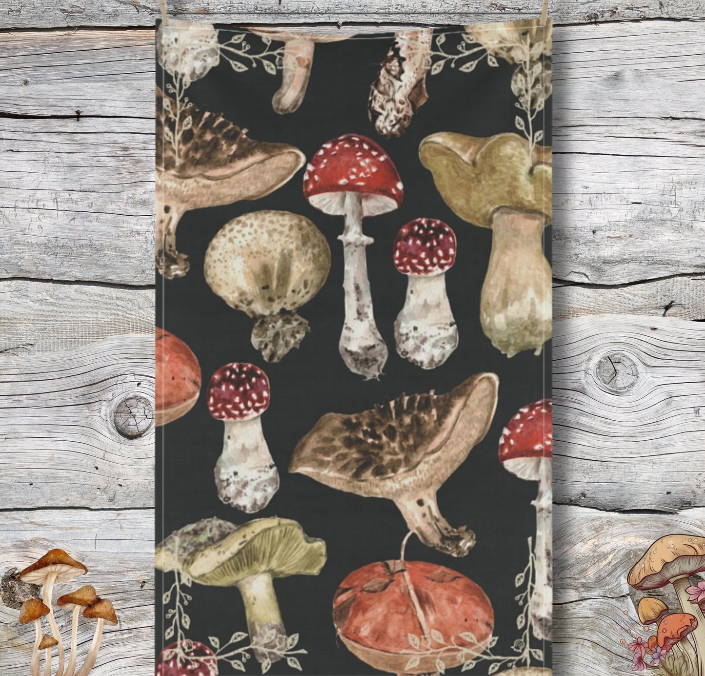 Mushroom Magic Fungi Tea towel - Cottagecore Kitchen Towel