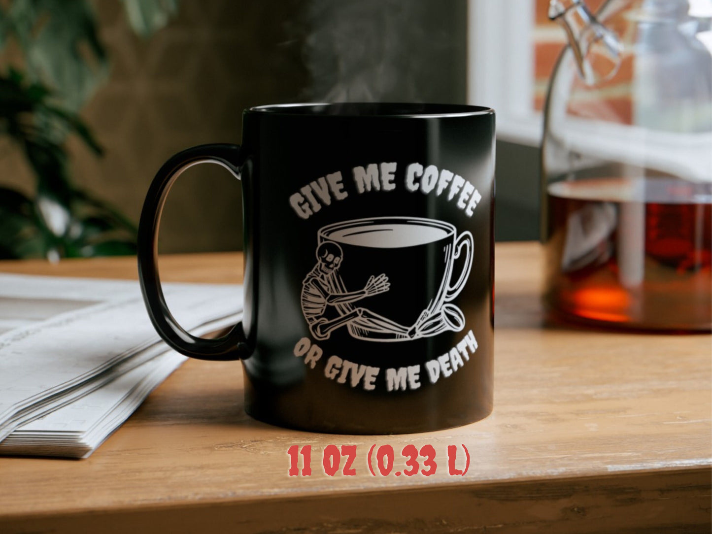 Give me Coffee Give me Death Gothic Aesthetic Skeleton Coffee Mug Coffee Lover Gift funny Coffee Mug Spooky Mug Halloween Mug Whimsigoth Mug - Aurora Corner Shop