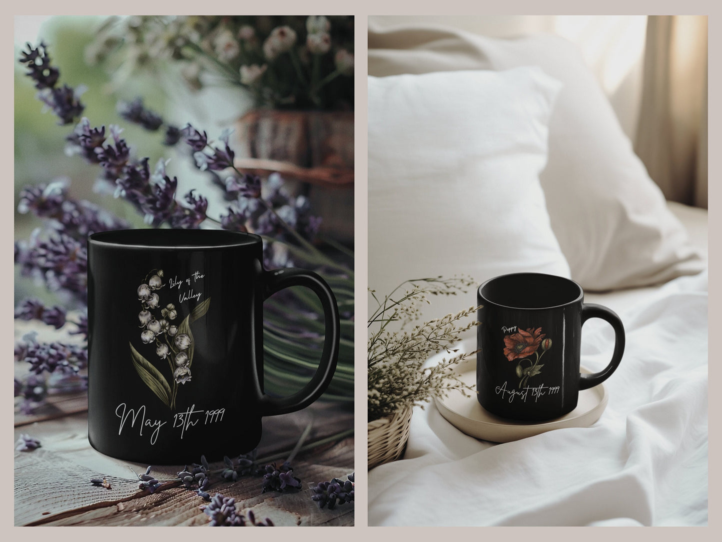 Custom July Birth Flower Mug for her, Personalised gift mug, Personalized Floral Birthday Gift for Her - 30th, 40th, 50th, Milestone Gift