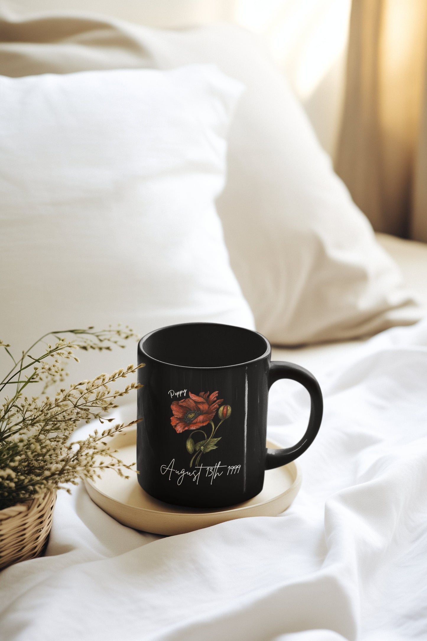 Custom July Birth Flower Mug for her, Personalised gift mug, Personalized Floral Birthday Gift for Her - 30th, 40th, 50th, Milestone Gift