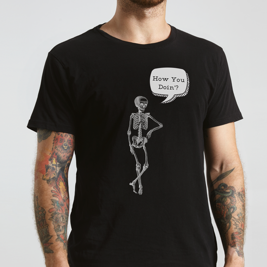 How you doin'? - Skeleton - shirt Unisex Heavy Cotton Tee - T-shirt - Minimalist vintage inspired design - Aurora Corner Shop