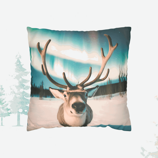 Aurora's Embrace Reindeer Square Pillow Case