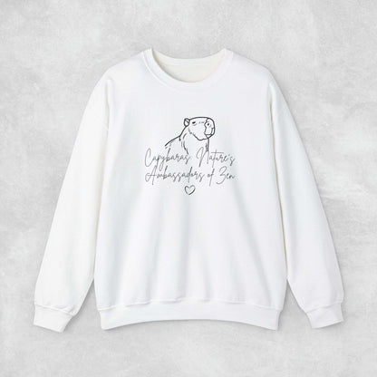 Capybaras: Nature's Ambassadors of Zen Crewneck Sweatshirt - Aurora Corner Shop