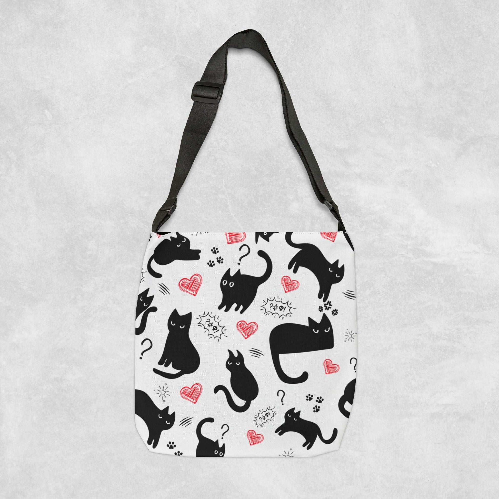 Black cat Tote bag - With adjustable strap - Aurora Corner Shop