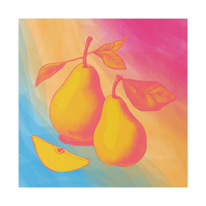 Color splash Pear Matte Canvas - fruit wall art - Aurora Corner Shop