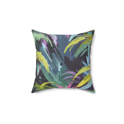 Neon Rainforest Faux Suede Square Pillow - Aurora Corner Shop