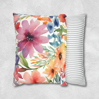 Floral Watercolor Square Pillow Case - Flower Pillow Case - Aurora Corner Shop