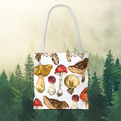 Fun-gi Delight Tote Bag in White: Carry Your Love for Mushrooms Everywhere!