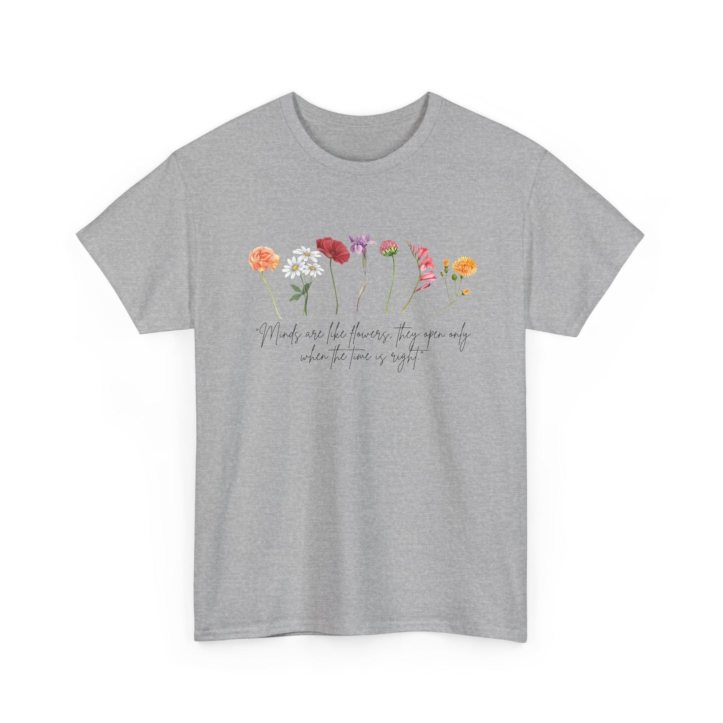 Dainty floral tee with inspirational quote - Cotton T-shirt - Watercolor flowers