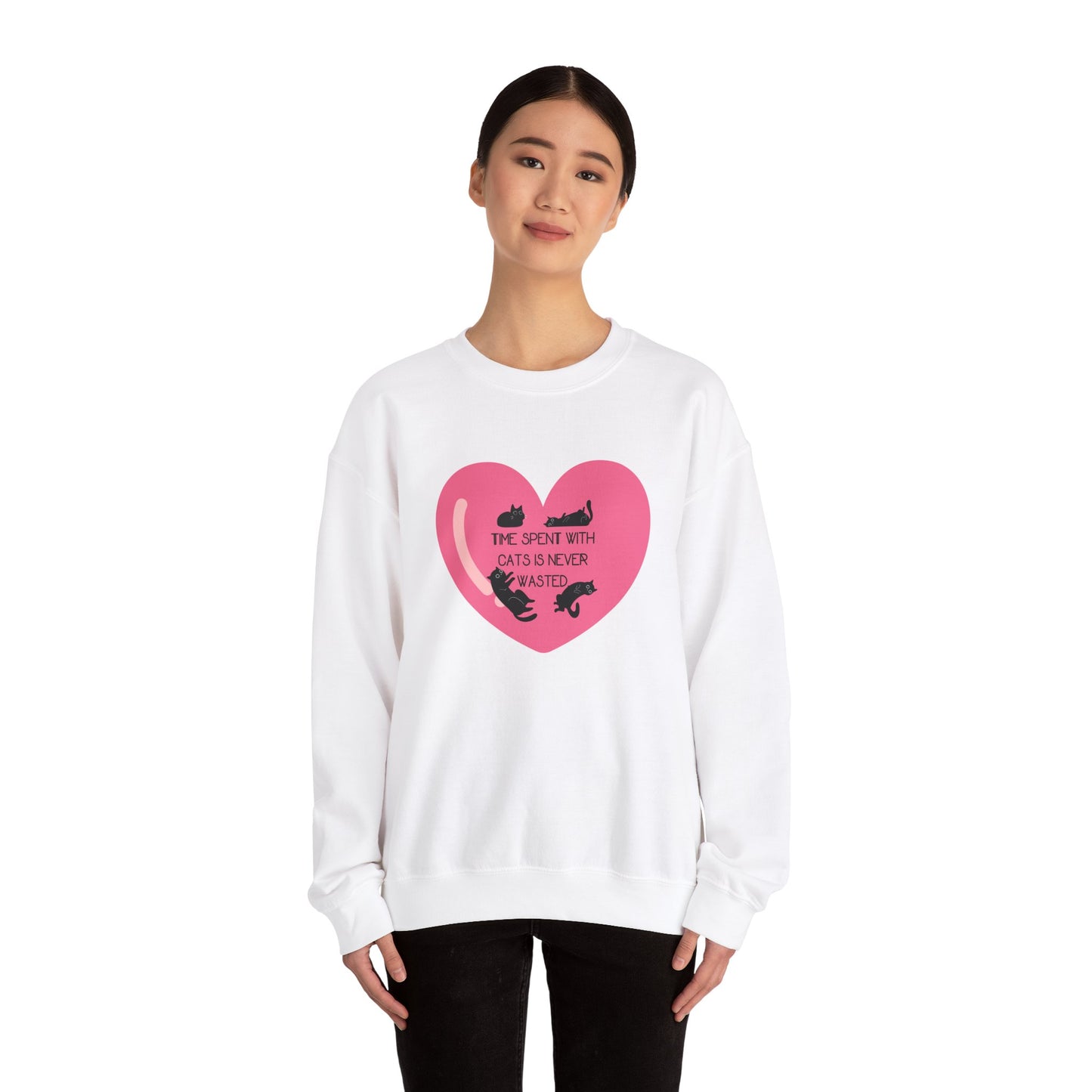 Time with spend with cats Crewneck Sweatshirt with heart design