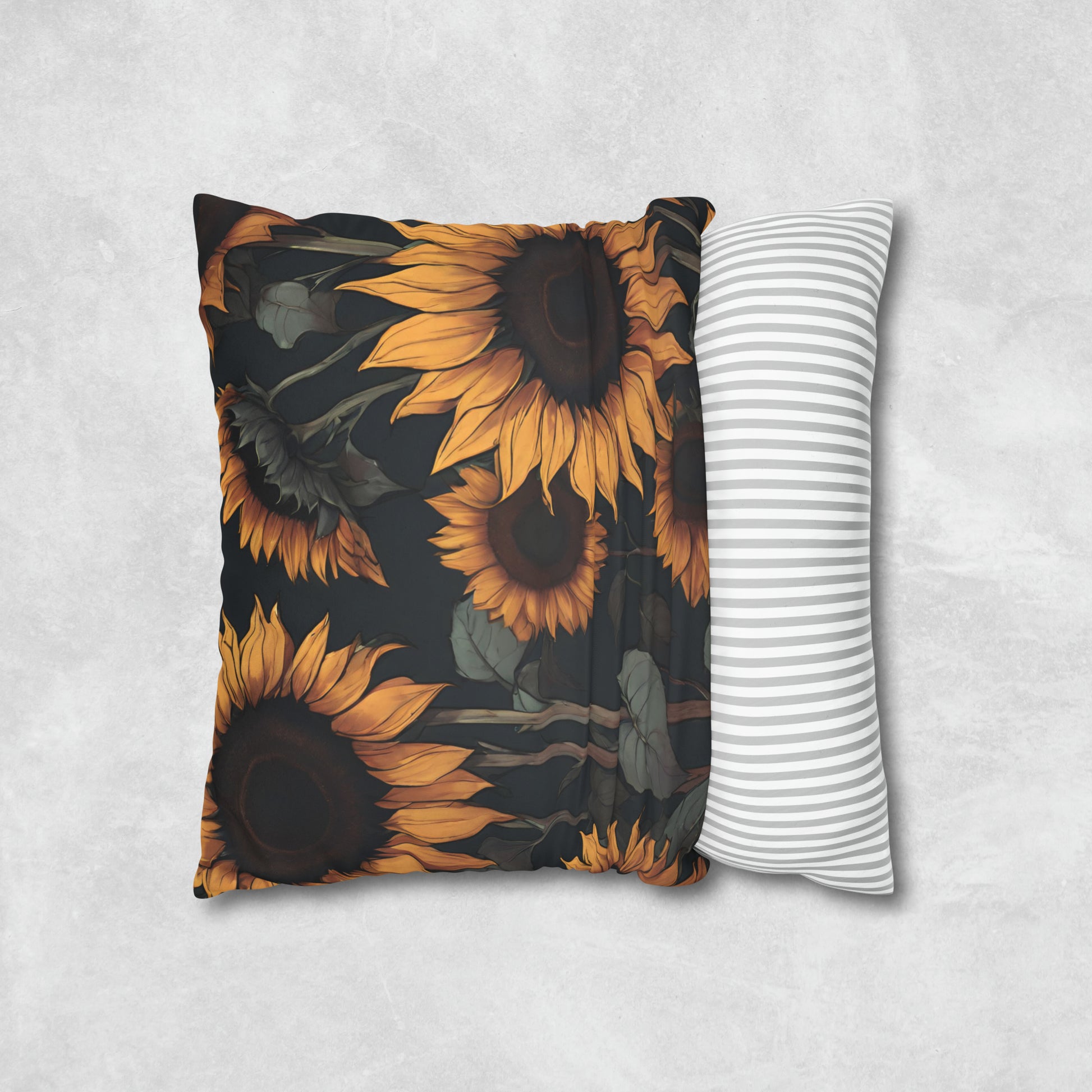 Moody Sunflowers - Dark florals Pillow Case - Aurora Corner Shop