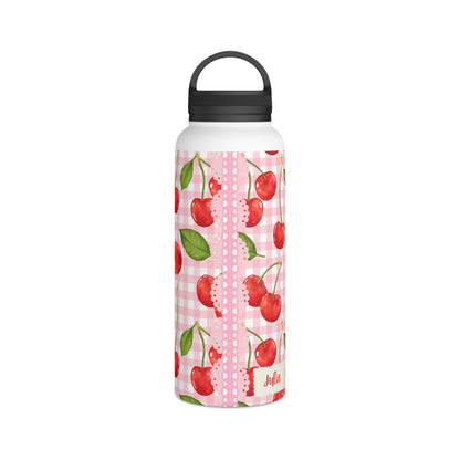 Cute Cherry Stainless Steel Water Bottle - Cherries tumbler - Pink waterbottle