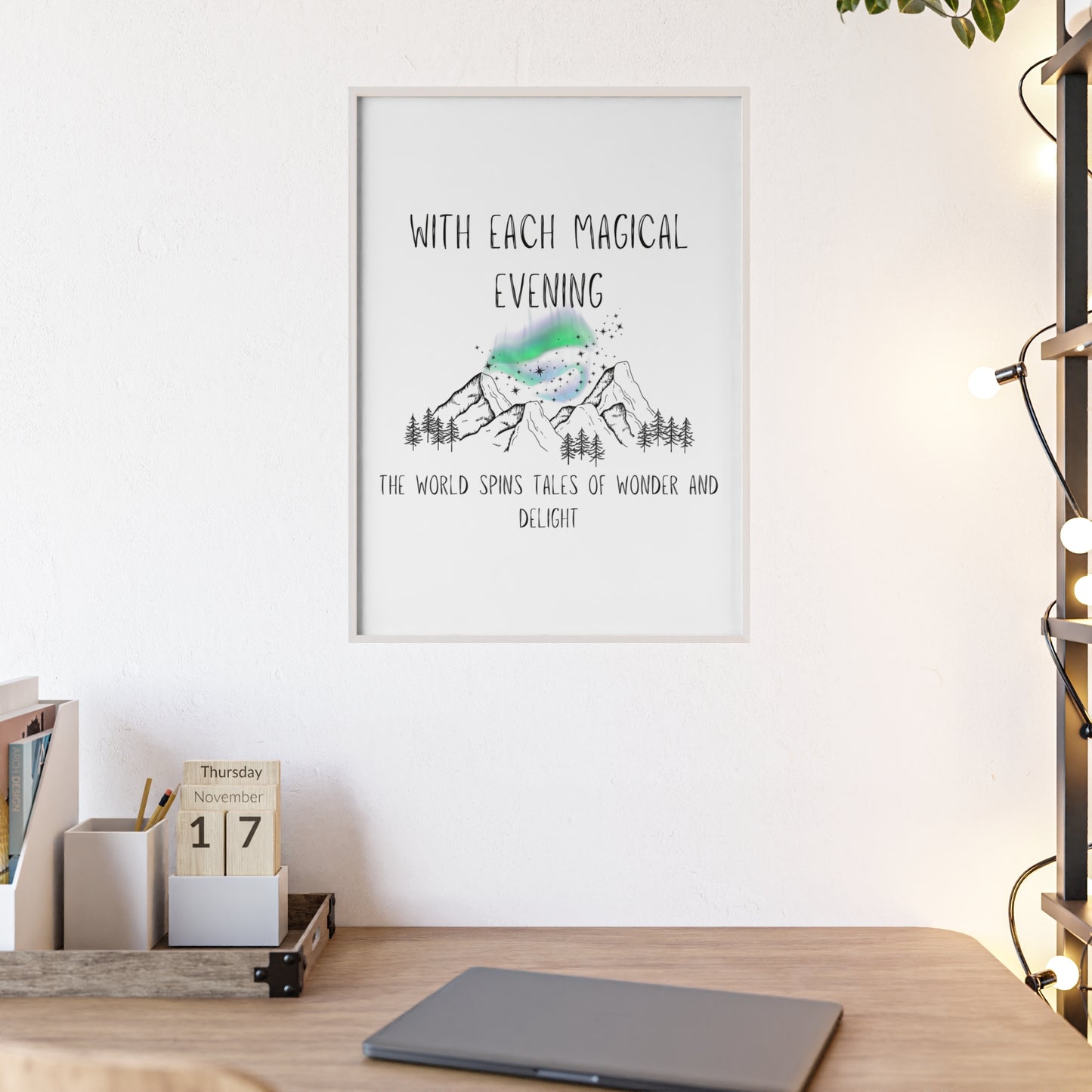 Magical Aurora Borealis Poster with Wooden Frame - Aurora Corner Shop