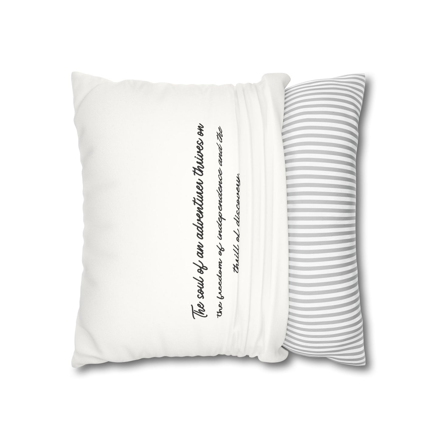 Soul of an adventurer square pillow in white