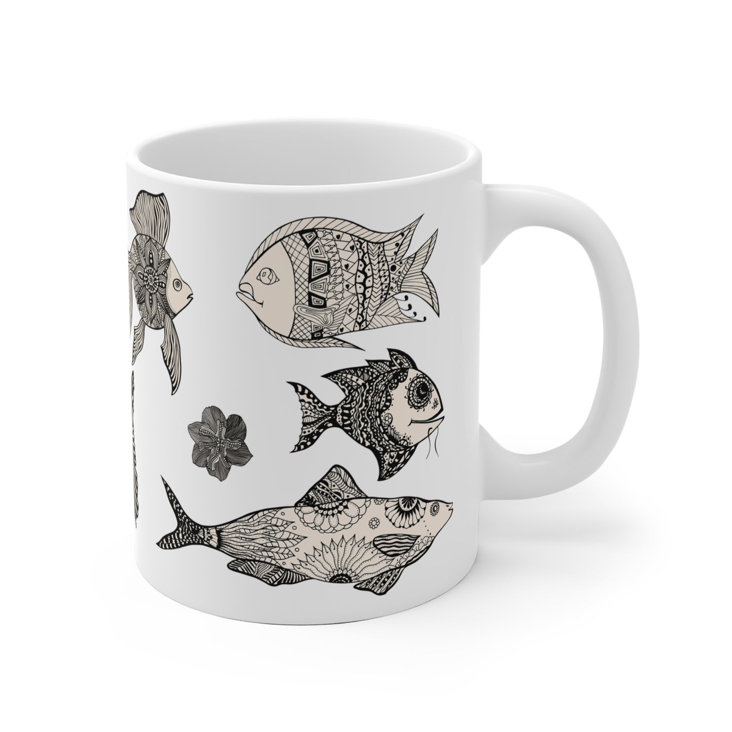 Fish Mug - Ceramic Ocean Fish Art, Angling Fly Fishing Coffee Cup, Ocean Fish Decor, Father's Day Gift, Fish Themed Nature Mug, Fishing Gift