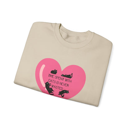 Time with spend with cats Crewneck Sweatshirt with heart design