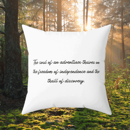 Copy of Soul of an adventurer square pillow in white