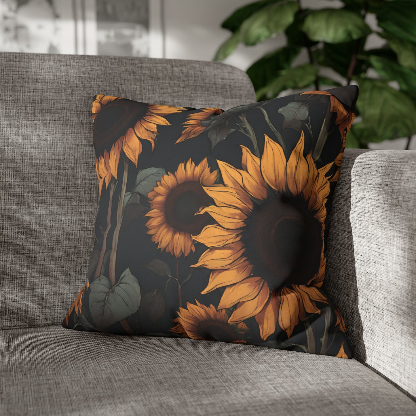 Moody Sunflowers - Dark florals Pillow Case - Aurora Corner Shop