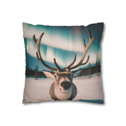 Aurora's Embrace Reindeer Square Pillow Case