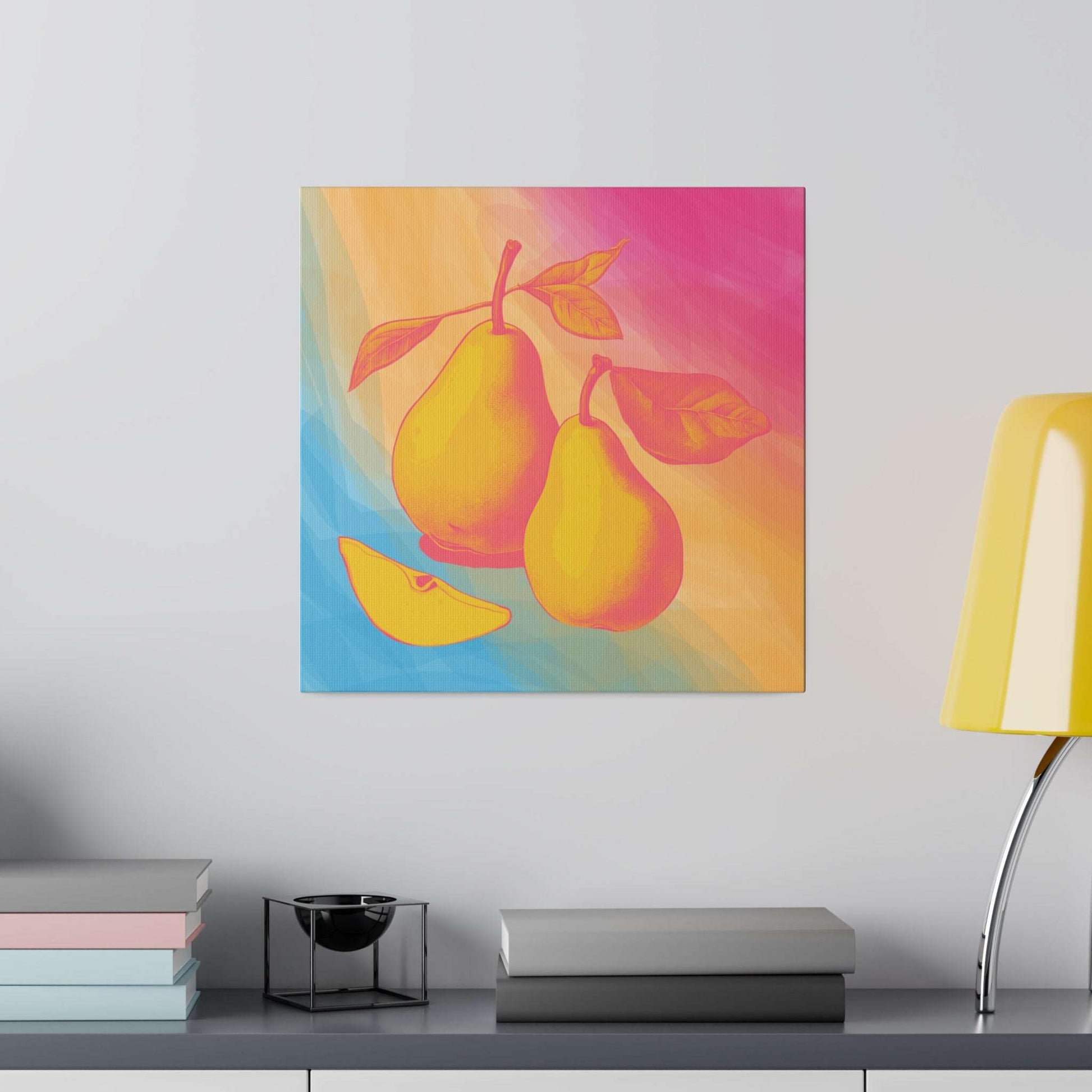 Color splash Pear Matte Canvas - fruit wall art - Aurora Corner Shop