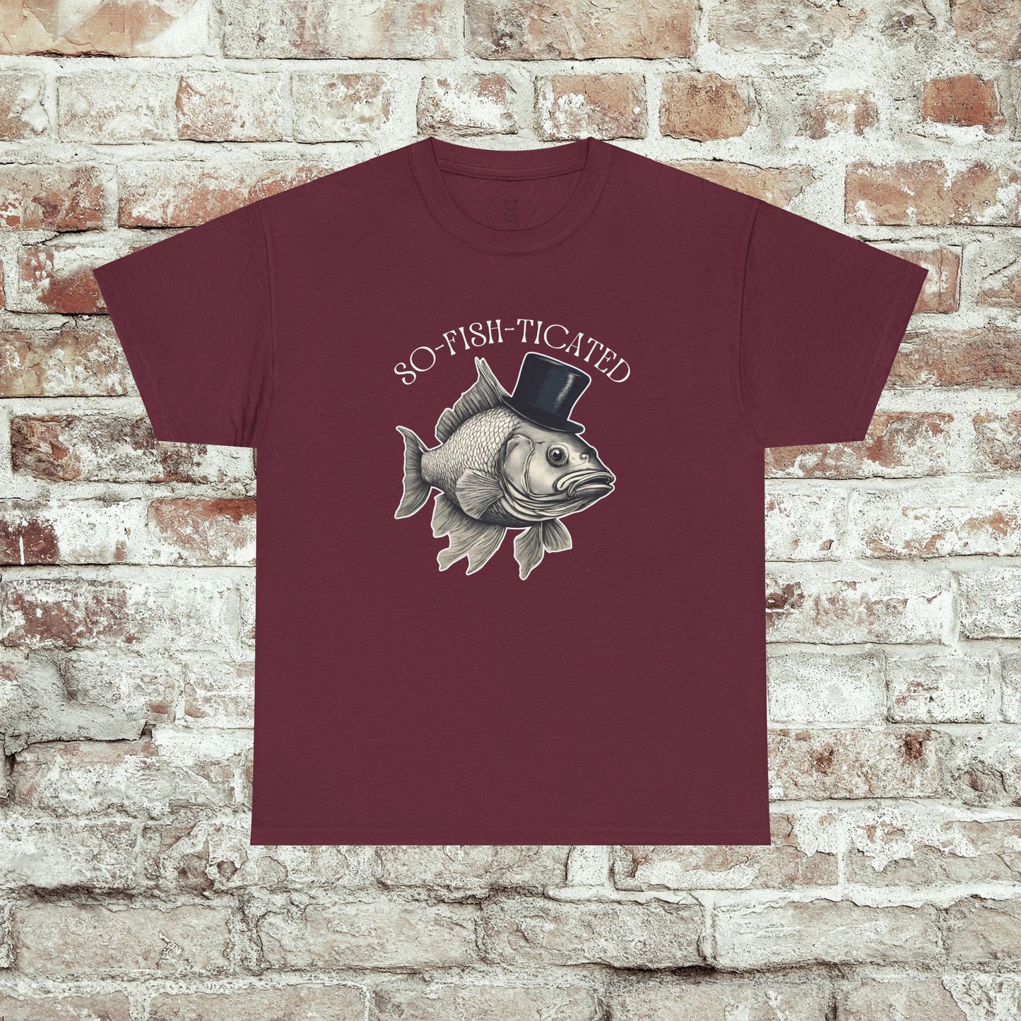 So-Fish-Ticated Funny fishing pun tshirt Funny Meme TShirt Retro Fisher T Shirt, Fisher Gear, Fish Graphic Shirt, humor Unisex Cotton Shirt