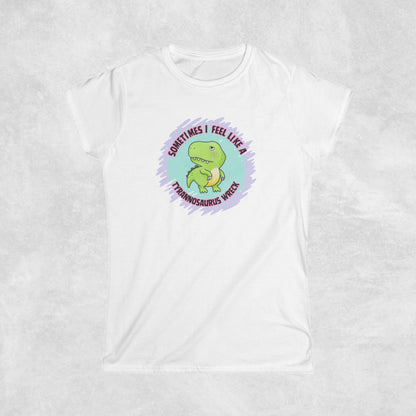 Tyrannosaurus Wreck Womens Tee, Graphic tees for women, Novelty t shirts women, cute funny shirt for girls, cute dino shirt, T-Rex t-shirt