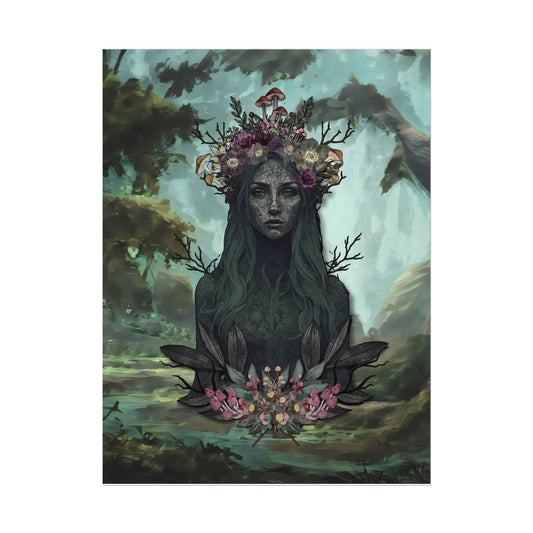 Dziwozona woman of the swamp Poster Guardian of Forest Dark Cottagecore Decor, Gothic Wall Art, Woodland Goth Decor, Cottagecore Halloween