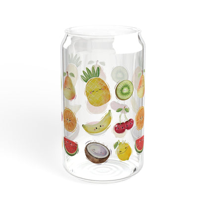 Cute Fruit Glass Cup 16oz With Lid And Straw Trendy Glass Tumbler Iced Coffee Cup Glass Coffee Cup Tumbler, Water Glass Gift For Best Friend