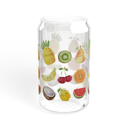 Cute Fruit Glass Cup 16oz With Lid And Straw Trendy Glass Tumbler Iced Coffee Cup Glass Coffee Cup Tumbler, Water Glass Gift For Best Friend