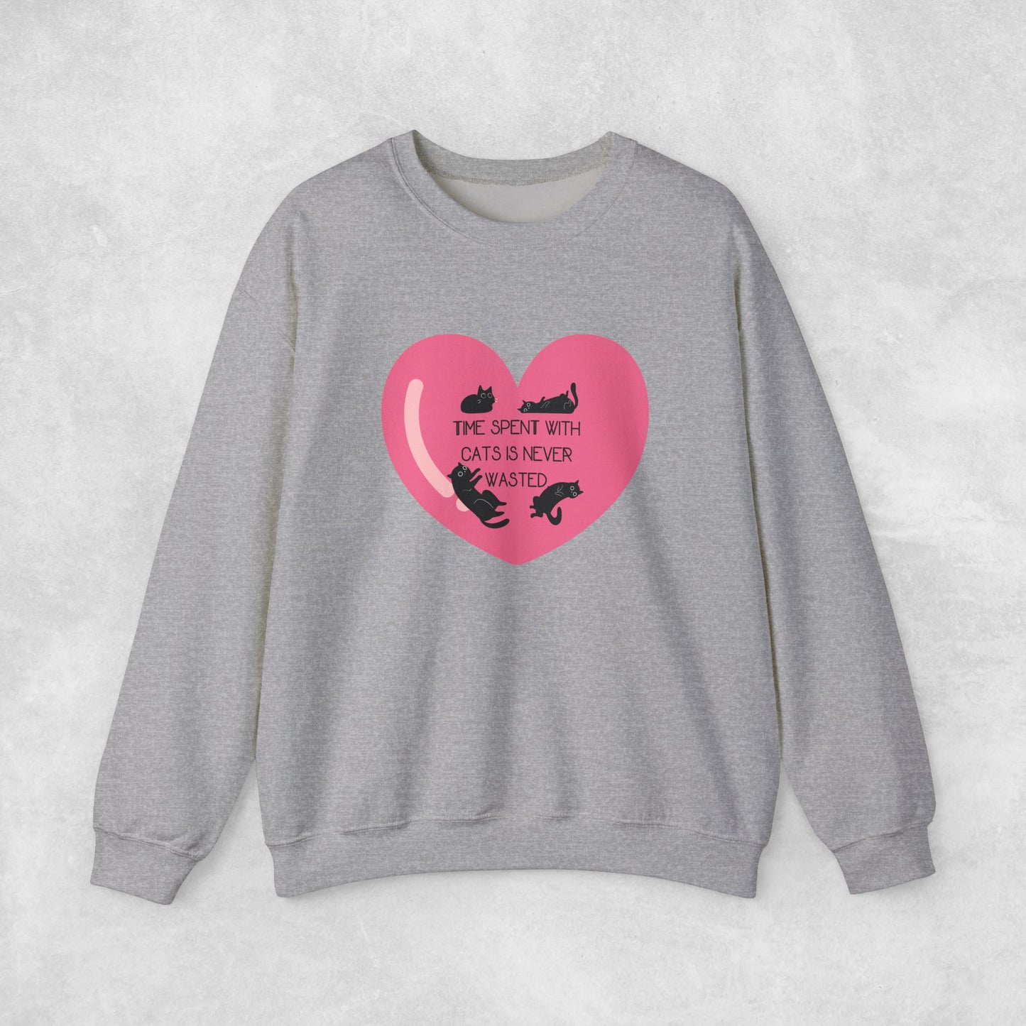 Time with spend with cats Crewneck Sweatshirt with heart design