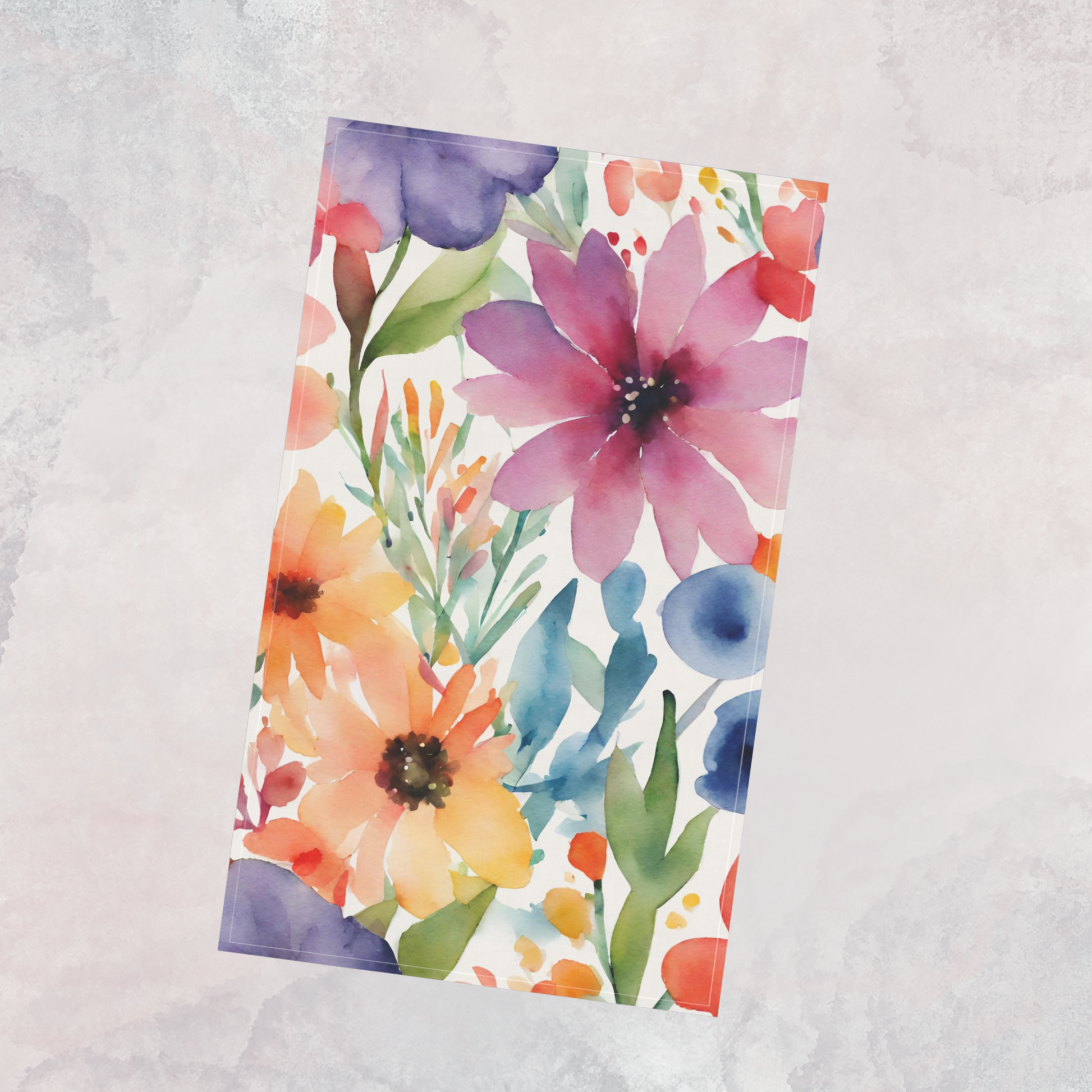 Floral Watercolor Kitchen Towel - Colorful Flower Kitchen Towel - Aurora Corner Shop