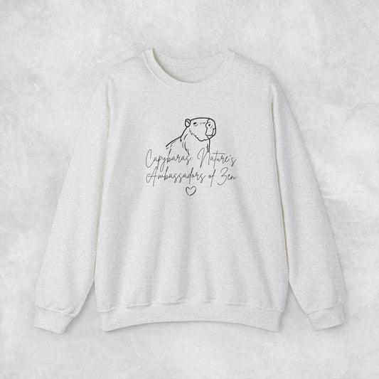 Capybaras: Nature's Ambassadors of Zen Crewneck Sweatshirt - Aurora Corner Shop