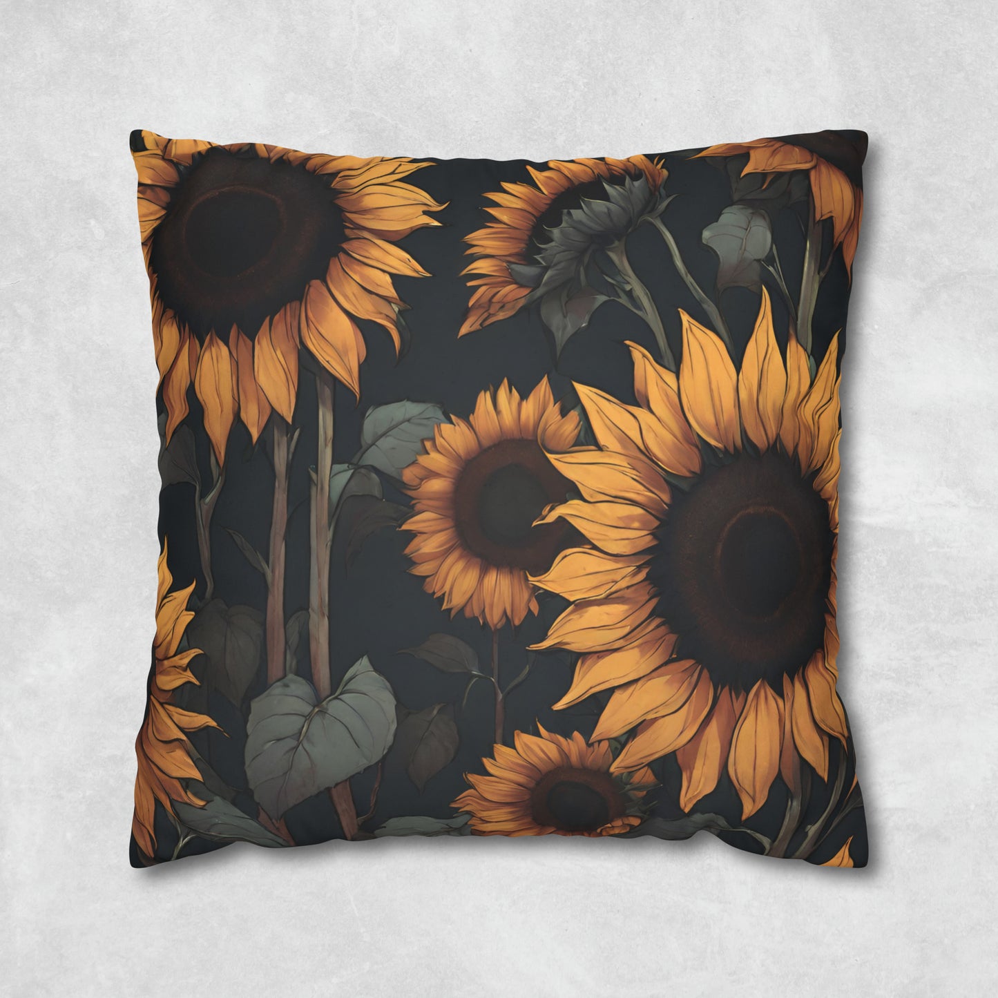 Moody Sunflowers - Dark florals Pillow Case - Aurora Corner Shop