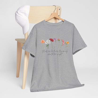 Dainty floral tee with inspirational quote - Cotton T-shirt - Watercolor flowers