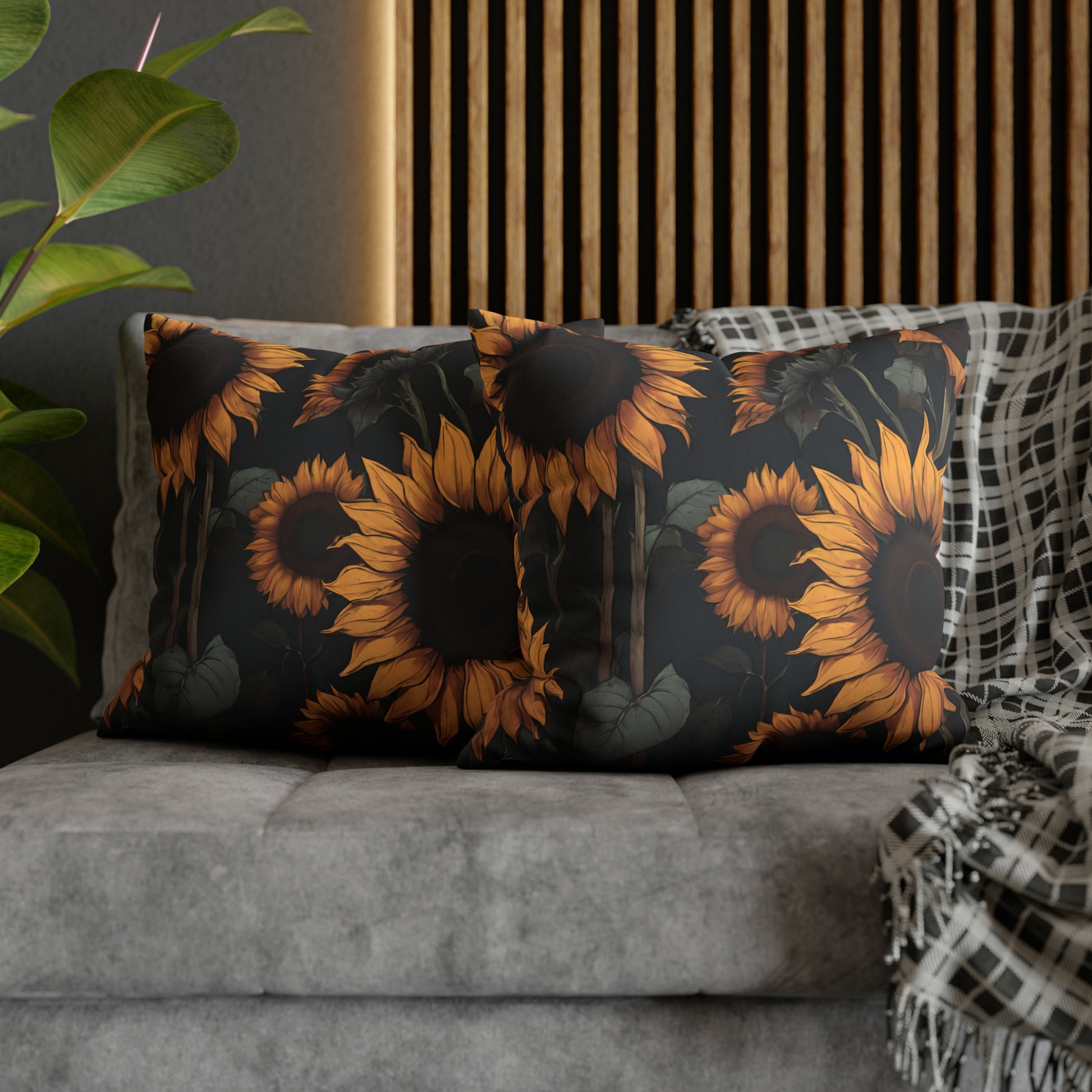 Moody Sunflowers - Dark florals Pillow Case - Aurora Corner Shop