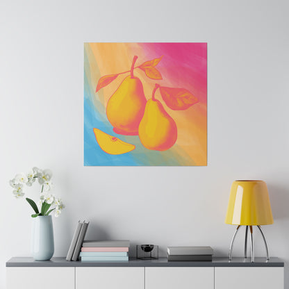 Color splash Pear Matte Canvas - fruit wall art - Aurora Corner Shop