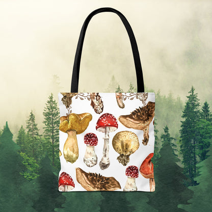 Fun-gi Delight Tote Bag in White: Carry Your Love for Mushrooms Everywhere!