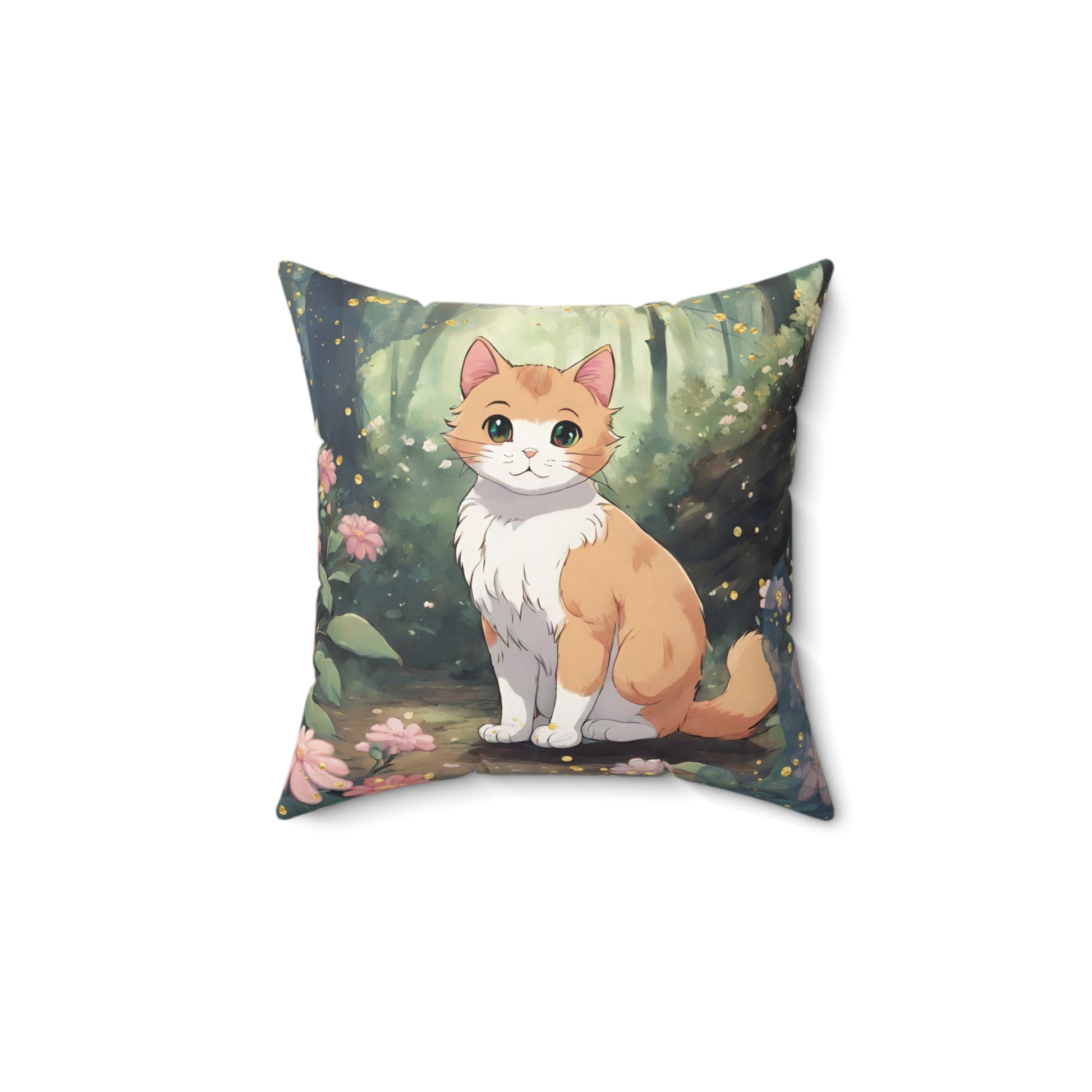 Anime kitty square pillow - Cute decorative pillow - Aurora Corner Shop